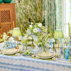 Blue Fern Stripe Tablecloth
