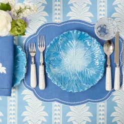 Blue Fern Stripe Tablecloth