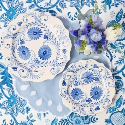 Blue Flowers Dinner & Starter Plates (Set of 8)
