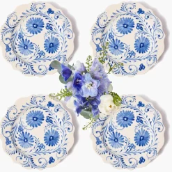 Blue Flowers Starter Plates (Set of 4)