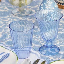 Blue Fluted Water Glasses (Set of 4)