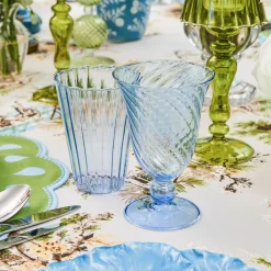 Blue Fluted Water Glasses (Set of 4)