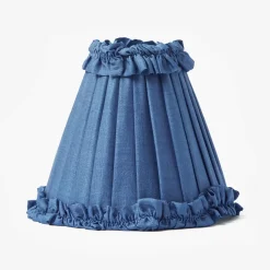 Blue Frilled Silk Lampshade (18cm)