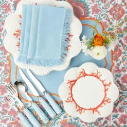 Blue Fringe Napkins (Set of 4)
