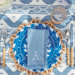 Blue Fringe Napkins (Set of 4)