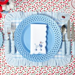 Blue Gingham Ruffle Placemats (Set of 4)