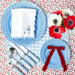Blue Gingham Ruffle Placemats (Set of 4)
