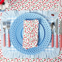 Blue Gingham Ruffle Placemats (Set of 4)