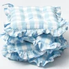 Blue Gingham Ruffle Seat Pad Cushion (Set of 4)