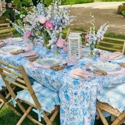 Blue Gingham Ruffle Seat Pad Cushion