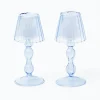 Blue Glass Lantern Tea Light Holder (Pair) - 18 cm
