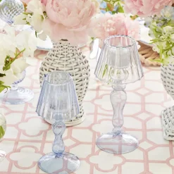 Blue Glass Lantern Tea Light Holder (Pair) - 18 cm