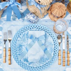 Blue Grosgrain Bow - 20cm (Set of 4)