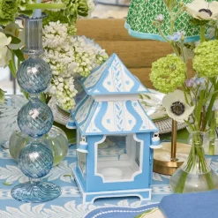 Blue Ikat Pagoda Lantern