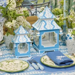 Blue Ikat Pagoda Lantern