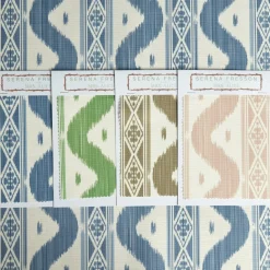 Blue Ikat Stripe Fabric