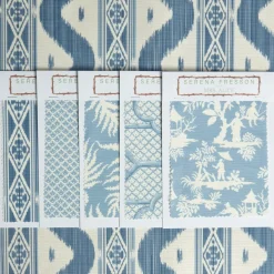 Blue Ikat Stripe Fabric