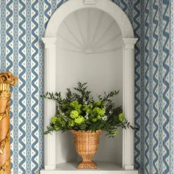 Blue Ikat Stripe Wallpaper