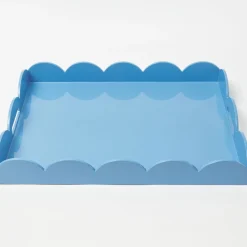 Blue Lacquer Scalloped Tray