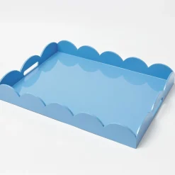 Blue Lacquer Scalloped Tray