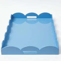 Blue Lacquer Scalloped Tray