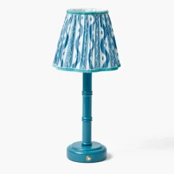 Blue Leonora Lacquer Rechargeable Lamp with Blue Ikat Shade (18cm)