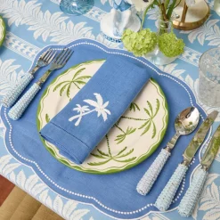 Blue Linen Eloise Placemats & Palm Tree Napkins (Set of 4)