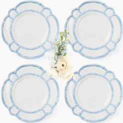 Blue Melamine Bamboo Dinner Plate (Set of 4)