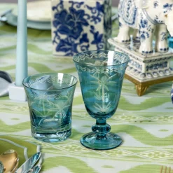 Blue Palm Glassware (Set of 8)