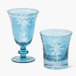 Blue Palm Glassware (Set of 8)