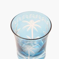 Blue Palm Water Glasses (Set of 4)