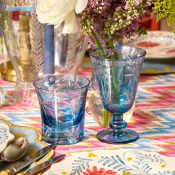 Blue Palm Wine Glasses (Set of 4)