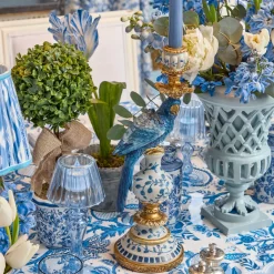 Blue Parrot Candle Holder (Pair)