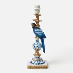 Blue Parrot Lamp with Blue Ikat Shade (30cm)