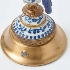 Blue Parrot Rechargeable Lamp with Caramel Lotus Deep Scalloped Shade (18cm)