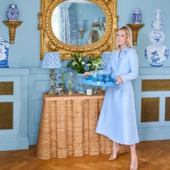 Blue Scalloped Lacquer Round Tray