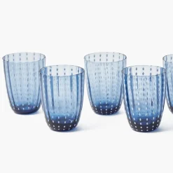 Blue Speckle Water Glasses (Set of 6)