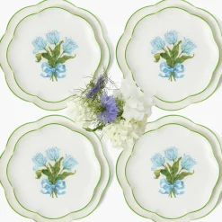 Blue Tulip Dinner & Starter Plates (Set of 8)