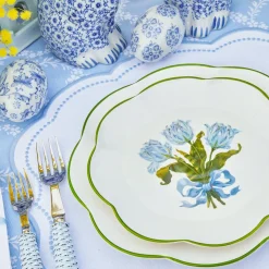 Blue Tulip Dinner & Starter Plates (Set of 8)