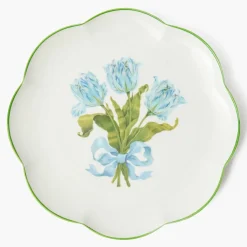 Blue Tulip Dinner & Starter Plates (Set of 8)