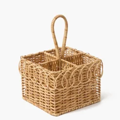 Braided Rattan Cutlery Basket