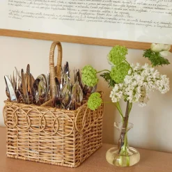 Braided Rattan Cutlery Basket