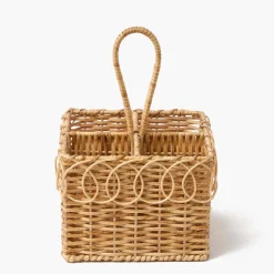 Braided Rattan Cutlery Basket
