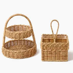 Braided Rattan Cutlery Basket