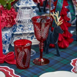 Brigitte Red Garland Engraved Glassware (Set of 8)