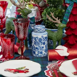 Brigitte Red Garland Engraved Glassware (Set of 8)