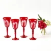 Brigitte Red Garland Engraved Wine Glass (Set of 4)