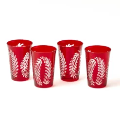 Brigitte Red Garland Engraved Water Glass (Set of 4)