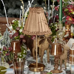 Brown Frilled Silk Lampshade (18cm)