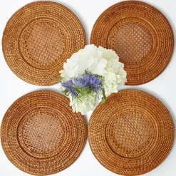 Brown Rattan Charger Plates (Set of 4)